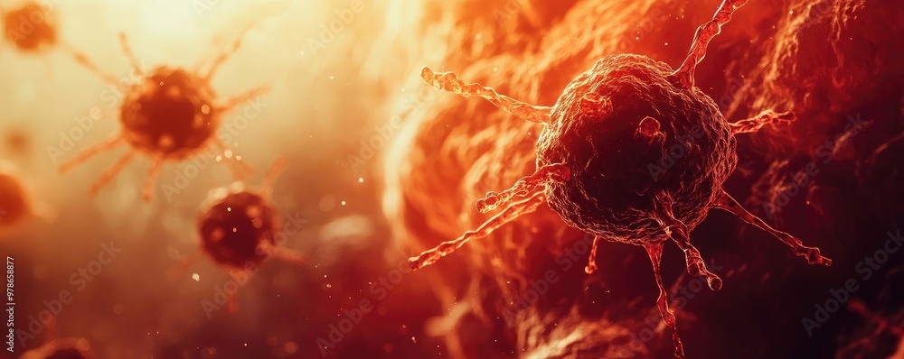 Aufkleber close-up view of bacteria in a vibrant, cellular environment showcasing intricate details and color 