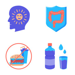 Healthy eating neon icon set