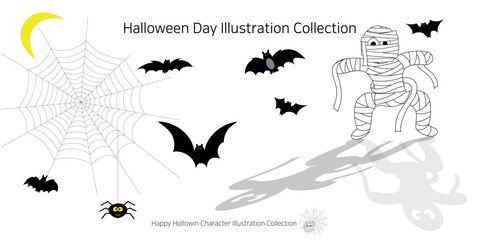 Halloween Day Illustration Collection. Preparing for a Halloween Party