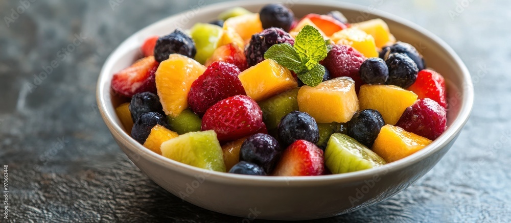 Poster fresh fruit salad in a bowl