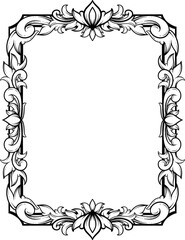 Vintage Frame with Leaf Engraved Decoration Outline