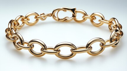 Fototapeta premium A shiny gold chain bracelet with interlocking links.