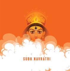 Bright and beautiful illustration of Goddess DURGA with calligraphy for Navratri, festival of INDIA