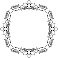 Vintage Frame Outline with Leaf Engraving