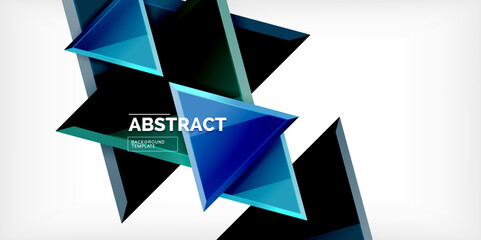 Abstract background - colorful triangles with 3d effect. Vector Illustration For Wallpaper, Banner, Background, Card, Book Illustration, landing page