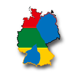 blue color design of the map of Germany, isolated icon symbol