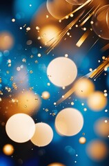 Abstract blue and gold background with bokeh for a festive New Year's Eve. Made with generative AI technology