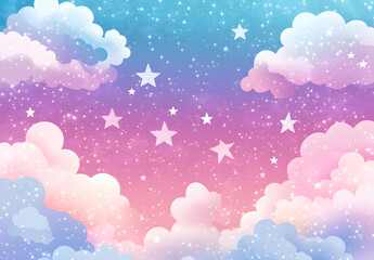 Dreamy Night Sky with Starry Clouds and Twilight Gradient Background