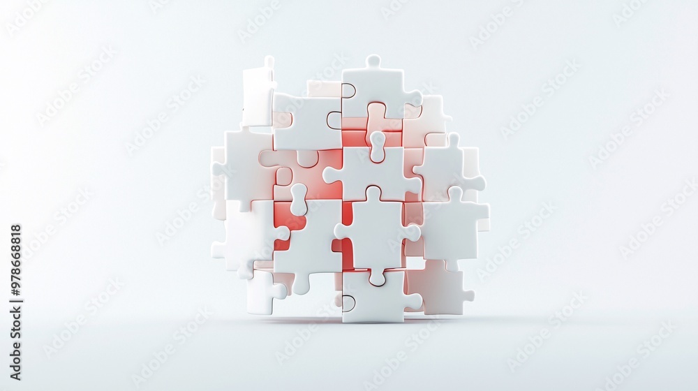 Poster a 3d puzzle with each piece representing a different search query, symbolizing the complexity of sea
