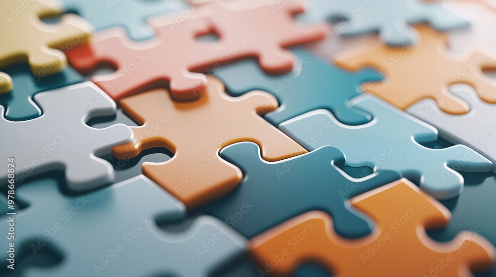 Poster a 3d puzzle with each piece representing a different search query, symbolizing the complexity of sea