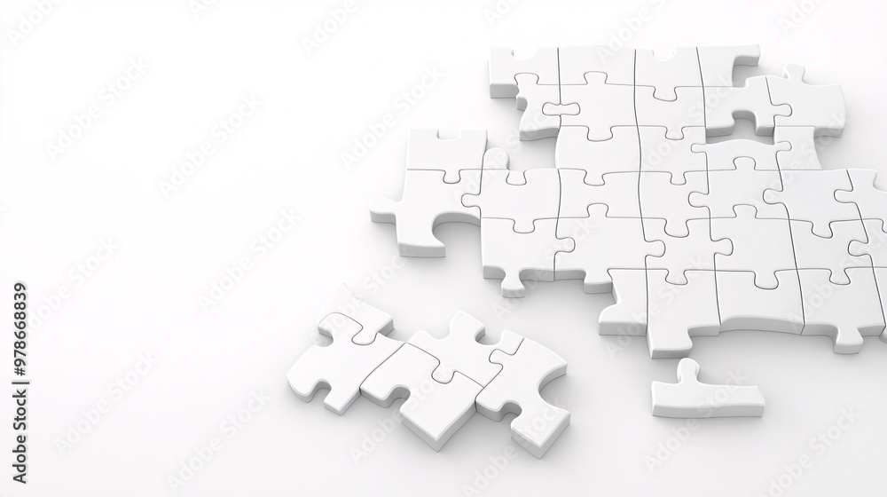 Poster a 3d puzzle with each piece representing a different search query, symbolizing the complexity of sea