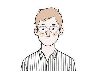 Casual line art Illustration of a Young Man wearing stripped t-shirt