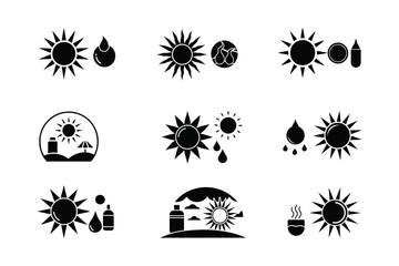 set of black and white Sunset icons