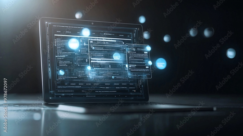 Poster a 3d browser window with search results floating in space, symbolizing infinite possibilities of a s