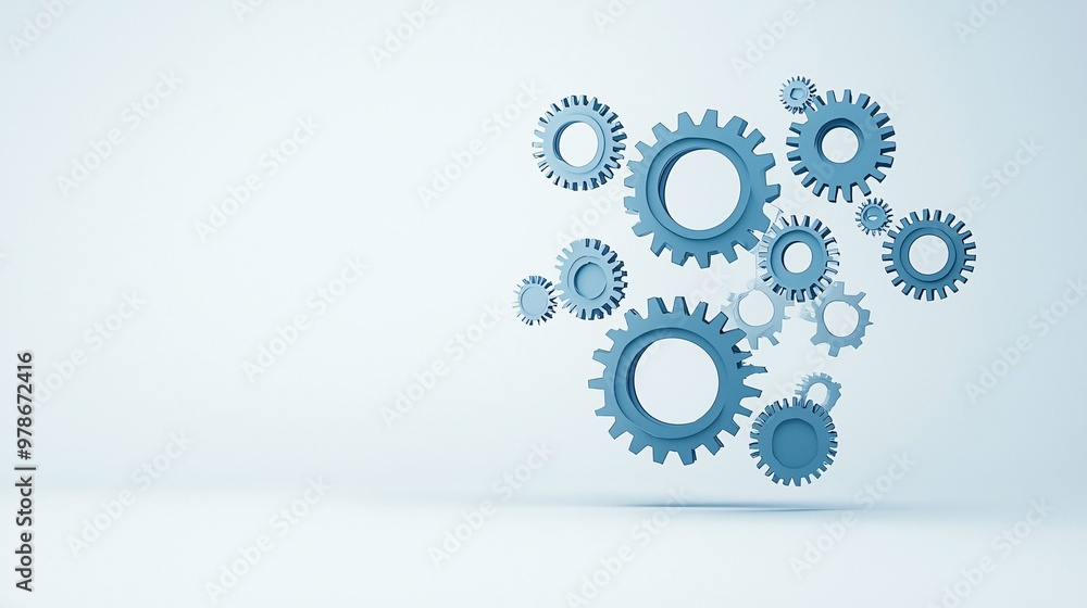 Poster a 3d abstract search engine icon with floating gears, symbolizing the mechanics behind digital searc