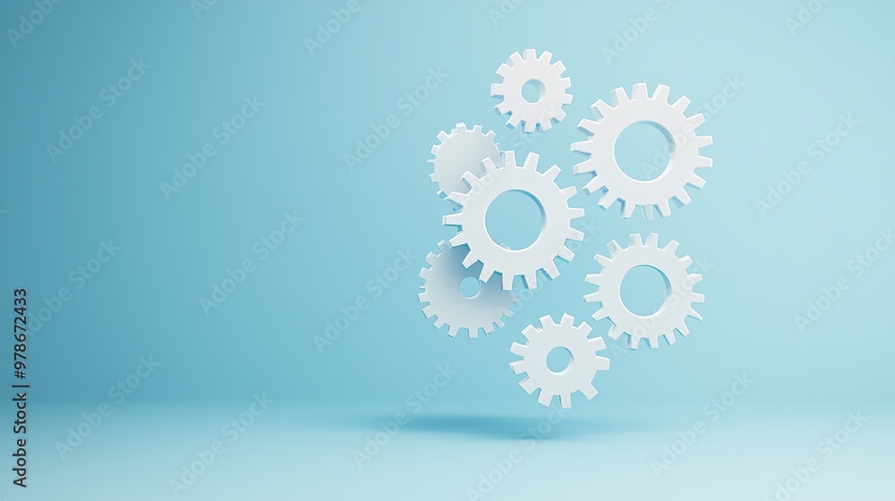 Poster a 3d abstract search engine icon with floating gears, symbolizing the mechanics behind digital searc