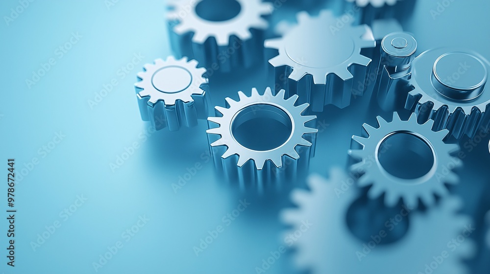 Poster a 3d abstract search engine icon with floating gears, symbolizing the mechanics behind digital searc
