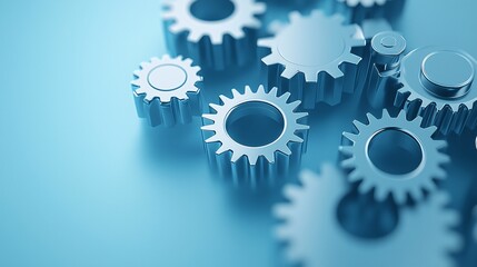 A 3D abstract search engine icon with floating gears, symbolizing the mechanics behind digital search