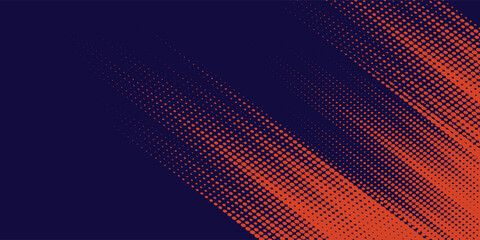 Abstract speed lines style orange color halftone banner design template. Vector illustration.