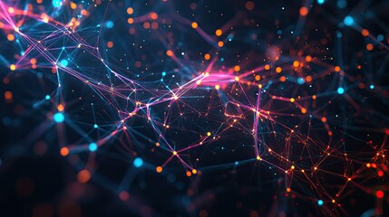 A futuristic depiction of AI neural connections, with vibrant lines forming pathways in a dark space.