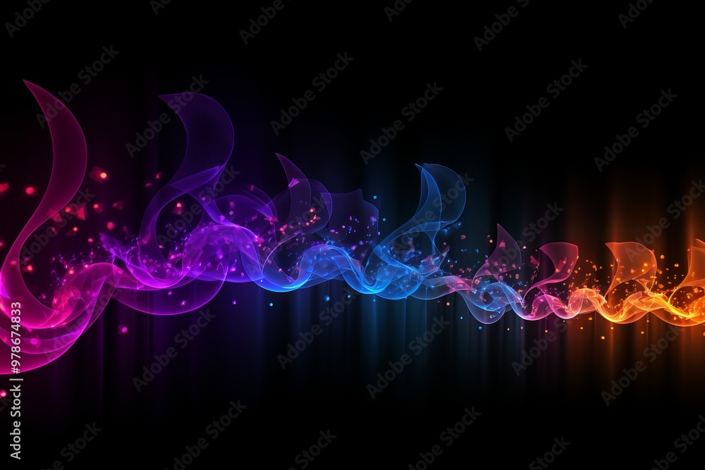 Poster colorful light patterns swirl against a dark background, creating a mesmerizing night effect