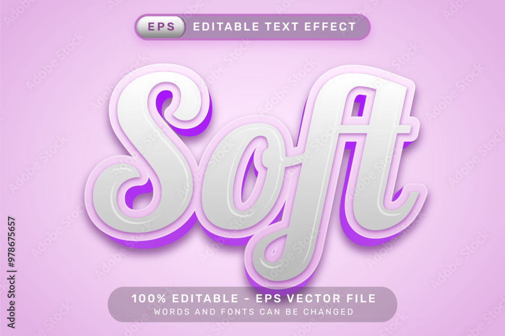 Poster soft pink 3d text effect and editable text effect