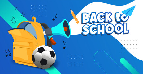 Back to school concept template design. With a linear design style. white background design with school bag, paper airplane and stationery elements. time to go back to school. education