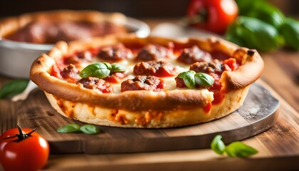 Homemade Mini Chicago Style Deep Dish Pizza with Sausage
