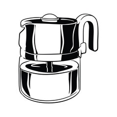 Vintage Design Hand Drawn Coffee Tool Machines Vector Art Illustration