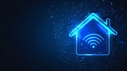 Smart Home Logo Design, Simple Icon, Blue Branding