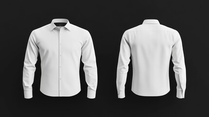 A sharp men's formal long t-shirt mockup in white, showcased against a black background. The contrast highlights the shirt's clean lines and modern elegance, ideal for premium fashion displays.