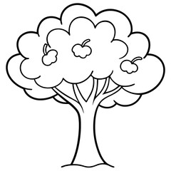 an apple tree outline coloring book page line art drawing