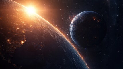 Exoplanet discovery missions, AI-driven algorithms identifying potential habitable zones around distant stars, focus on cutting-edge technology and innovation