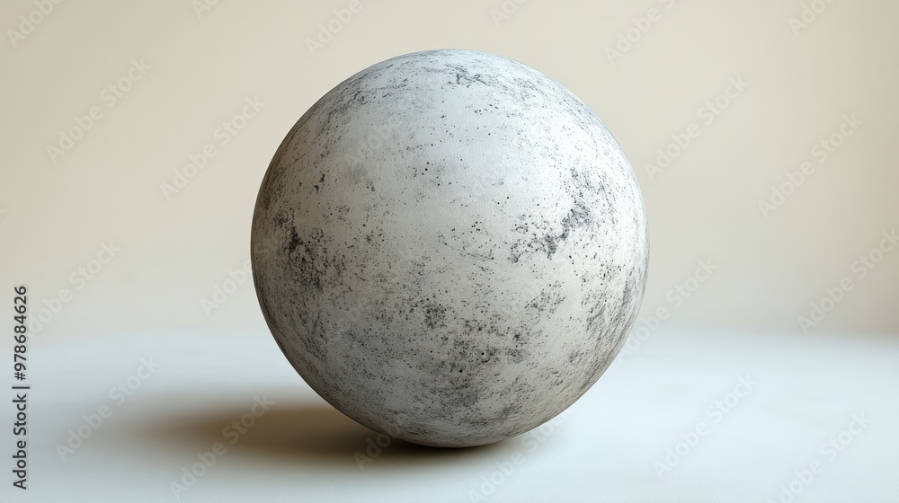 Poster a textured, spherical object resembling a weathered stone.