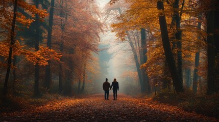 Fototapeta premium Couple walking in the forest