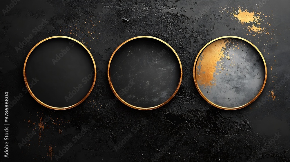 Aufkleber Set of Vector Circles with Different Strokes : Generative AI