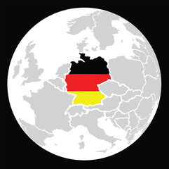 Vector icon map of Germany. Map of Italy in the color of the Germany flag.