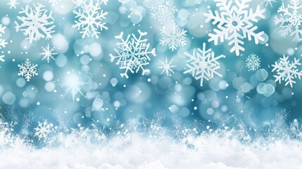 Festive christmas background featuring shimmering stars and delicate snowflakes in winter wonderland