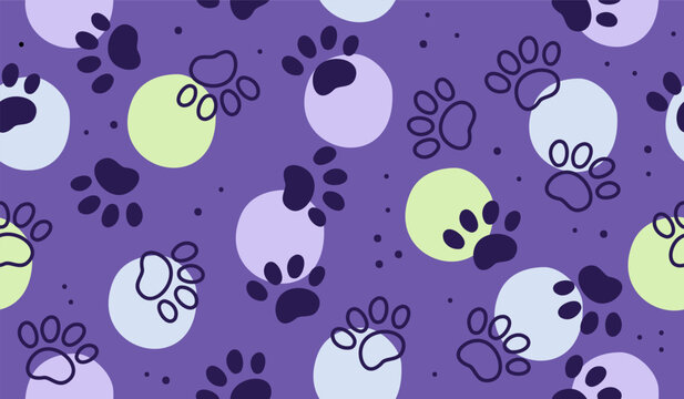 Cute paw pattern background vector design