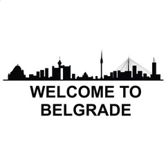 Belgrade skyline silhouette. Black Belgrade city design isolated on white background.