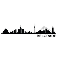 Obraz premium Belgrade skyline horizontal banner. Black and white silhouette of Belgrade, Serbia. Vector template for your design.