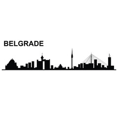 Fototapeta premium Belgrade skyline silhouette. Black Belgrade city design isolated on white background.