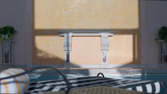 Roman styling in a pool-house on the Tyrrhenian Coast in Italy.