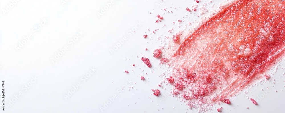 Poster dynamic splash of red pigment on a clean white background, showcasing vibrant color and energy. perf