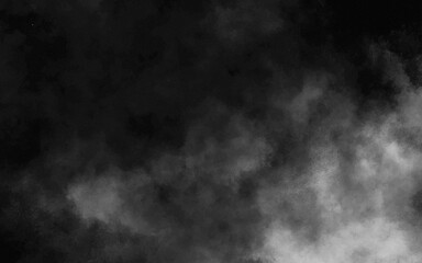Abstract black and white realistic smoke clouds with shadow overlay effect background. Mystery dark background with spooky white light and fog. Vector illustration of smoky mist toxic vapor on floor.
