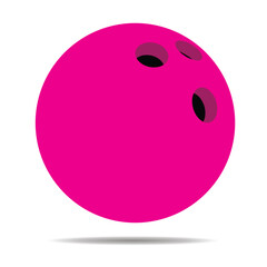 Realistic 3d Vector Illustration Of A Pink Bowling Ball With Three Finger Holes 