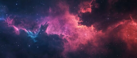 Fototapeta premium Celestial Canvas: A vibrant panorama of swirling nebulas and celestial bodies, showcasing the awe-inspiring beauty and mystery of the cosmos.