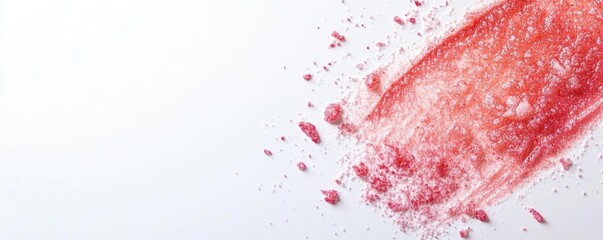 Dynamic splash of red pigment on a clean white background, showcasing vibrant color and energy. Perfect for art and design projects.