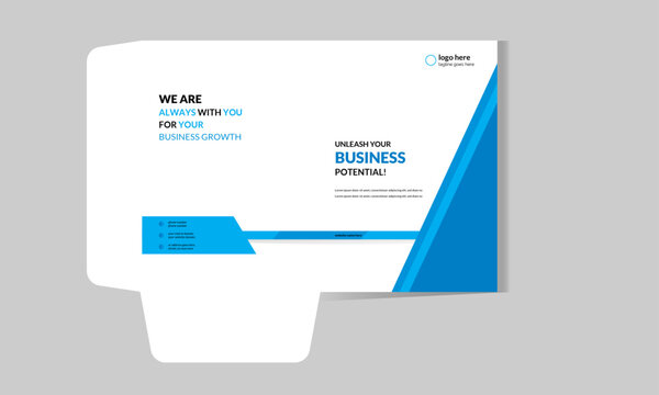 Modern presentation business folder or file cover design template with white and blue colors