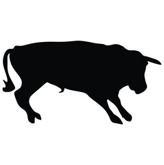 Angry running bull icon illustration isolated on white background